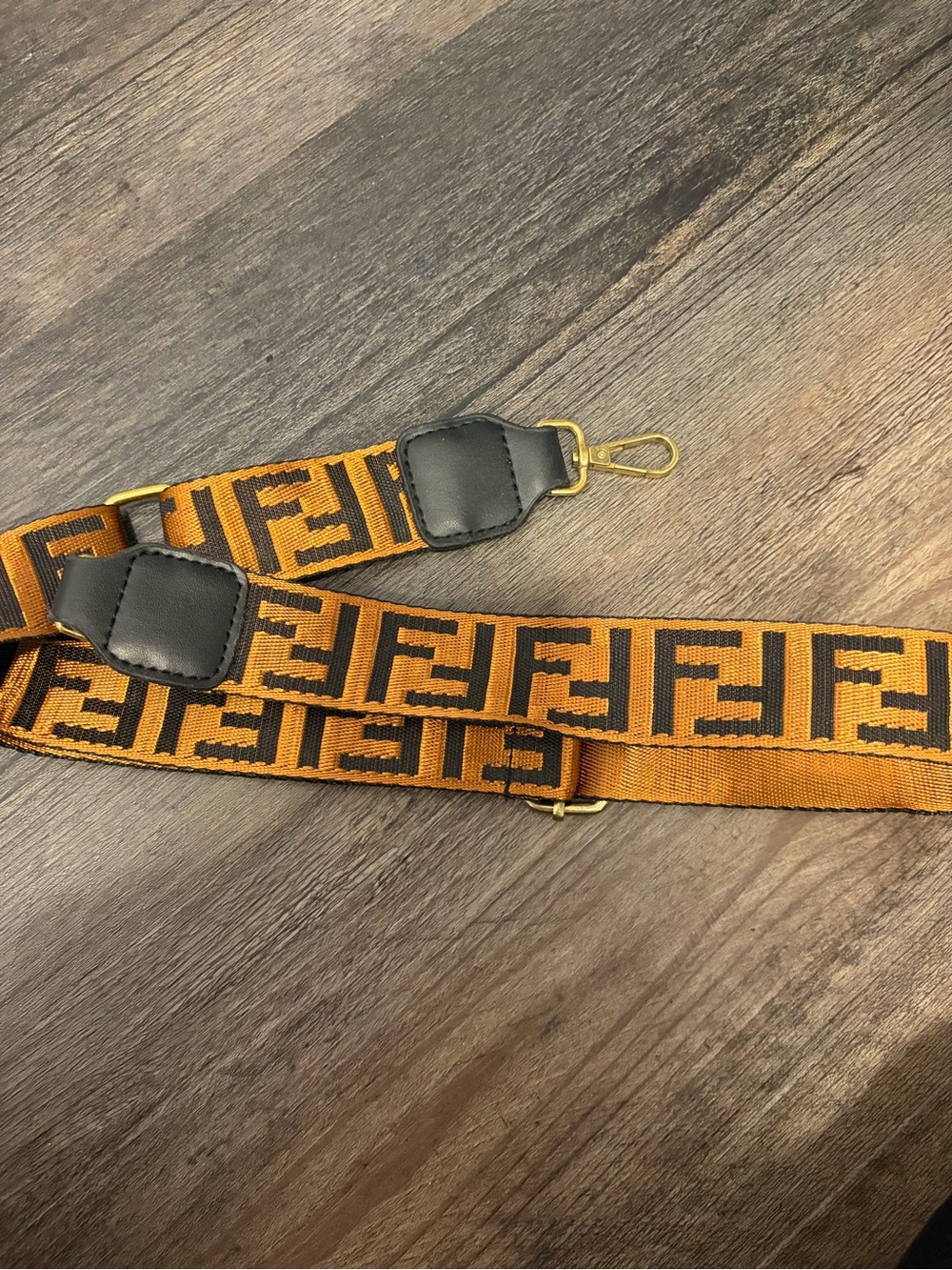 Designer Logo Bag Strap with Gold Hardware - Picture 2 of 4